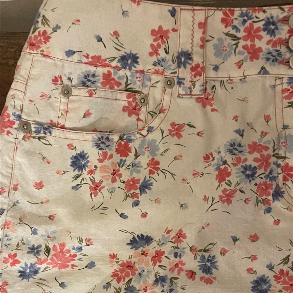 LOFT Floral Mini Skirt Pink Blue Botanical Size 14 - Picture 8 of 13